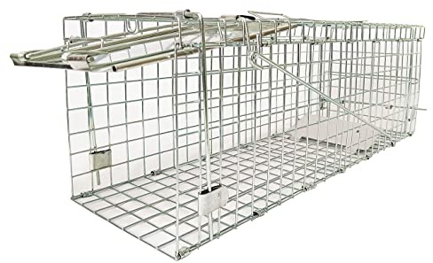Collapsible Humane Live Animal Cage Trap No-Kill Trapping Kit for Humane Catch Release Rodent Small Cat, Rabbits, Squirrel, Opossum, Squire, Raccoon, All Fit Sized Small Animals, 2-Door 24x8.5x7.5