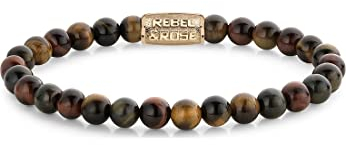 Rebel & Rose Unisex-Armband Farbstein, 925er Silber Tigerauge L Braun 32021112