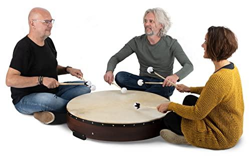 Classic Cantabile Rahmentrommel - Große Trommel mit Naturhaut bespannt - Ideal für Kinder und Erwachsene - Tiefe: 15,5 cm - Durchmesser: 36 (89 cm) - Inkl. Transporttasche und Filzkopfschlägel