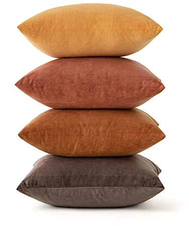 MIULEE Samt Kissenbezug 40x40 cm Kissenhülle Khaki Serie 4er Set Sofakissen Samtkissen Dekorative Dekokissen Couchkissen Zierkissen Deko Farbverlauf Bezug Sofakissenbezug für Wohnzimmer Kinder Büro