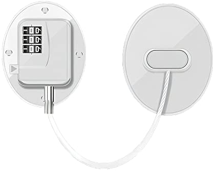 Skyzone Fridge Lock No Drill Cabinet Lock Child Safety Cupboard Locks,Adhesive Password Refrigerator Lock Window Safety Lock Strong Adhesive Coded Lock for Freezer Doors Drawer Closets (White)