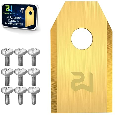 Power Werk® - Ersatzmesser für Mähroboter - Kompatibel mit Husqvarna/Gardena/Yard Force mit Schrauben - Universal Ersatzklingen - Rasenroboter Messer Messerset - 9 Stück