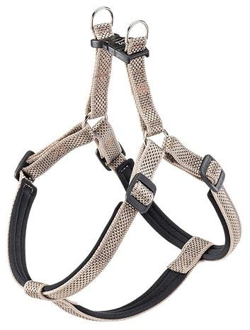 Ferplast Hundegeschirr Daytona Deluxe, Hundegeschirr aus Nylon, mittelgroß/groß, Hundegeschirr mit weicher Polsterung, Verstellbar, Reflektierend. Braun-Schwarz