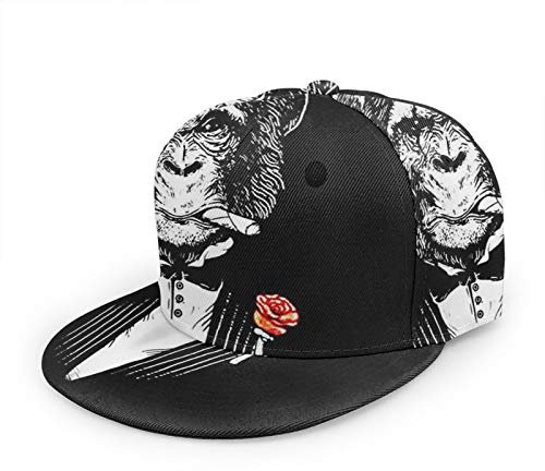 Oaieltj Unisex Baseballkappe Erwachsene Teens Verstellbare Snapback Flache Krempe Baseball Cap Cool Hip Hop Hat, Black Monkeys Ape Wear Anzüge, One size