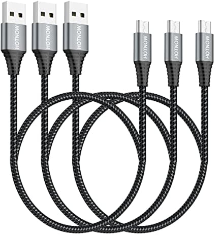 HOTNOW cable usb micro Corto 50cm 3 Piezas, 0.5m Cable de Carga Android Antiguo, Cable de Carga Rápida Nylon Trenzado, Adecuado para Samsung Galaxy S7 S6 S7 Edge S5, Note 5, PS4, Banco de Energía, etc