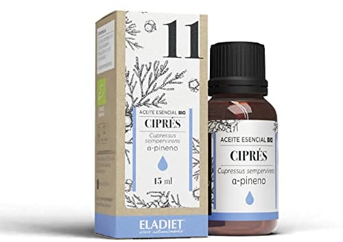 Aceite Esencial de Ciprés Bio - 15 ml - Alivia el Dolor y las Molestias - Protege Frente a la Acción de los Agentes Externos - Efecto Gatroprotector - Propiedades Cicatrizantes - Eladiet