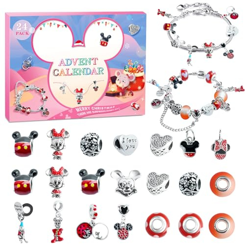 Weihnachts-Adventskalender 2023 für Kinder, Weihnachten, 24 Tage, Countdown-Kalender mit DIY-Armband, Halskette, niedlicher Charm, Weihnachtsdekoration, Geschenk