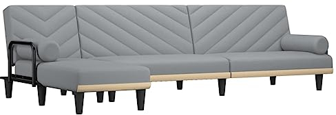 vidaXL Schlafsofa in L Form, Ecksofa mit Schlaffunktion, Bettcouch für Wohnzimmer, Couch Sofa Eckcouch Schlafcouch Samtsofa, Hellgrau Stoff