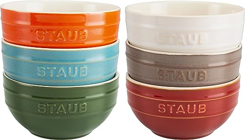 STAUB Ceramique Lot de 6 bols en céramique, couleur Arc-En-Ciel, 12 cm, 400 ml, Plusieurs Couleurs