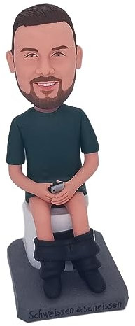 mydedor Figurine personnalisée à têtes ondulées, homme/femme assise sur les toilettes, figurine réaliste pour tableau de bord de voiture, poupée de collection pour ami, papa, maman, patron