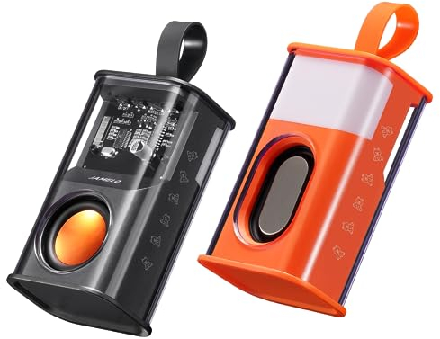 JAMELO Bluetooth Lautsprecher Kabellos,Tragbarer Bluetooth Lautsprecher mit RGB-Licht, Unterstützt TWS-Verbindung, TF Karte, Transparent, für Zuhause Party Reise(Schwarz& Orange)
