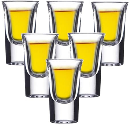 Lot de 6 petits verres à shot, 30 ml, verres à shot à base lourde pour Jager Bomb, Jello Shots, Tequila et Bar Glassware Shots