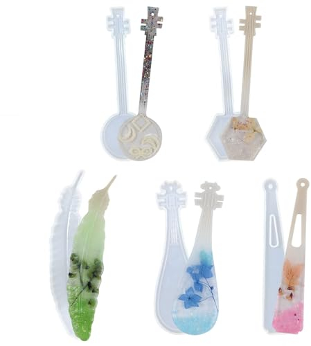 LICHENGTAI Lesezeichen Epoxidharz Formen Set, 5 Stück Personalisiert Lesezeichen Harz Form Resin Silikonform Bookmark Kunstharz Gießen Set Lesezeichenform für DIY Handwerk Schmuck Buch Dekorieren