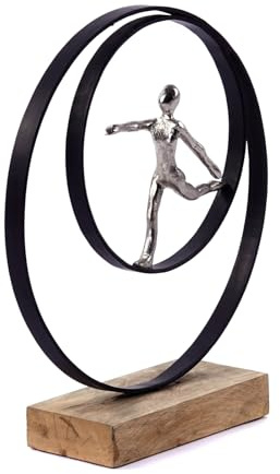 CREEDWOOD SKULPTUR Move | Mangoholz, Metall, 35cm | Dekofigur, Aufsteller laufende Person, Metall Dekoobjekt, Alu Statue, Tisch Deko, Figur auf Sockel