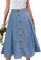 Jayscreate Sommerrock Damen Lang Hohe Taille Rock Knielang A Linie Damen Mit Taschen Herbst Rock mit Fransen,hellblau,XXL