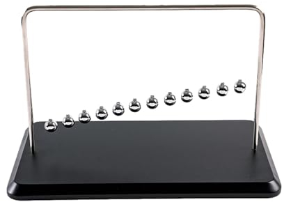 Large Newtons Cradle Pendulum with 12 Balls, 14.5 Newtons Cradle Balance Balls, Science Physics Desk Toys, Offices Home Desk Decoration, Calm Down Fidgets(Black Wooden Base)