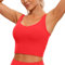 CRZ YOGA Butterluxe Damen V-Ausschnitt Longline Sport-BH - Gepolstert Workout Crop Tank Top mit Eingebautem BH Tiefrot XL
