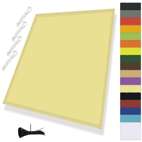 MENGH Sonnensegel Wasserdicht Rechteckig 2x4M, Markisenstoff UV Schutz 95%, Sonnenschutz Markise Mit Ösen Reißfest Wetterfest mit Seil für Balkon Terrasse Garten, Beige