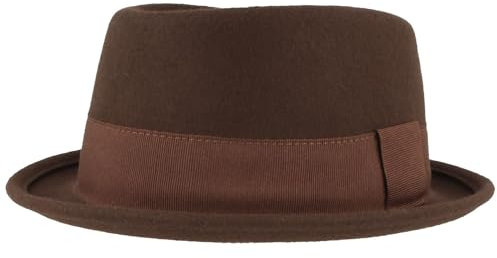 Breiter Rollbarer Filzhut Diamond Wollhut Wasserabweisend Pork Pie Hut knautschbar Dunkelbraun M