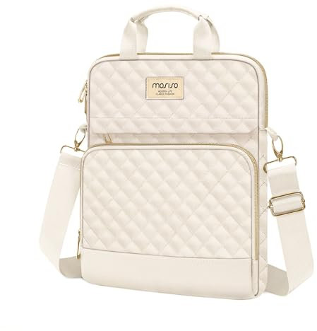 MOSISO Housse Tablette 12,9 Pouces Compatible avec 13 Pouces iPad Pro M4&iPad Air M2 2024,iPad Pro 12,9 M2 M1 2022-2018,Galaxy Tab S8+/S9+ 12,4,Sacoche Quilté Carré avec 2 Poches Avant,Sable