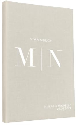 Hochzeitideal Stammbuch der Familie 'Luna' Nr. 310 inkl. Personalisierung (Creme, A5 mit 4-Fach Ringmechanik)