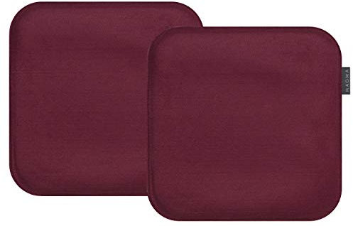 MAGMA AVARO Stuhlkissen/Sitzkissen 2er Set für Indoor und Outdoor, Öko-Tex Siegel, waschbar bis 30°C, 2 Stück, 35x35cm, Weinrot
