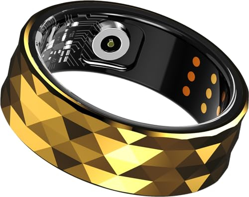 Smart Ring Android Smartringe für Damen Herren Fitness Tracker Ring Herzfrequenzmessung iOS Smartring Schlaftracker Fitness Ring Tracker Finger Gesundheits Tracker Schrittzähler Kalorien Gold