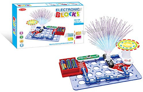 STEM Educational Toy SC-108 Electronics Exploration Kit, Snap Electronic Circuits Blocks Kit for Kids 8+, Full Color Project Manual, Colorful LEDs & Tilt Sensor