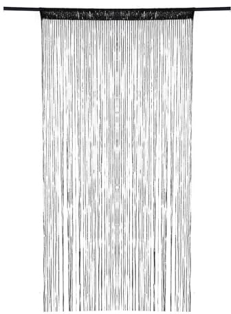 Generisch Fadenvorhang Balkontür Vorhang Außen, Fadenvorhang Tür Vorhang Innen, Türvorhänge Kettenvorhang Fadenstore Fadengardinen Türvorhang 100x200, Fadenvorhang Schwarz Weiß 100x200 cm Black
