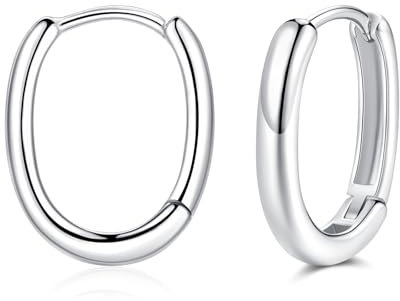 Cangall Creolen Silber 925 Klein, 925 Sterling Silber Oval Ohrringe Creolen, Hypoallergen U-förmige Geometrische Damenohrringe Kreolen, Knorpel Schlafen Ohrringe Kreolen für Frauen Mädchen