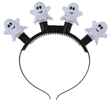 AKTOUR Palloncini da piscina per l'inverno, cerchietti per capelli da donna, con LED, per feste, rave, Halloween, copricapo in plastica lucida, bastoncini luminosi (bianco, 20 x 21 x 5 cm)