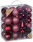Inge-glas Weihnachtskugeln Kunststoff 4-6cm mit Spitze 39er Set - bruchsichere Christbaumkugeln Weihnachtsbaumkugeln und Christbaumspitze - Christbaumschmuck & Weihnachtsbaumschmuck - Bordeaux Red