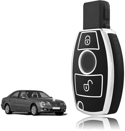 TOOMUME Coque Clé TPU, Etui Clé Étui Clé Adapté pour Mercedes Benz A/B/C/E/R/S Classe GLA GLC GLK CLA W176 W203 W204 W205 W211 W212 W245 BGA, Couvre Clef Cache Cle Voiture Telécommande - Smart Key