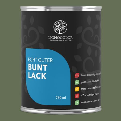 Lignocolor Buntlack matt (750 ml, Forest) | hochbeständiger Lack für Holz, Metall, Kunststoff & Kinderspielzeug