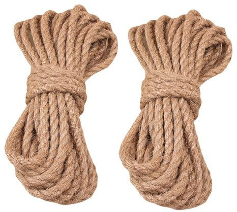 SMTCM Corde en jute 8 mm x 10 m - Corde de chanvre naturelle - Corde de jardin multi-usages - Corde tressée en sisal - Pour décorations de mariage, main courante - Cadeau - Bricolage