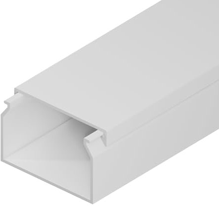 EDO Canaleta Eléctrica 40x25 mm Blanca 2 m – Tapa Abatible y Montaje con Tornillos – Canaleta para Cables de Pared – Organizador de Cables para Hogar, Oficina o TV