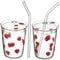 Mikinona 2 Pezzi alla fragola con coperchio tazza bicchiere d'acqua in bicchieri con coperchi tazze con coperchi a cupola tazze di