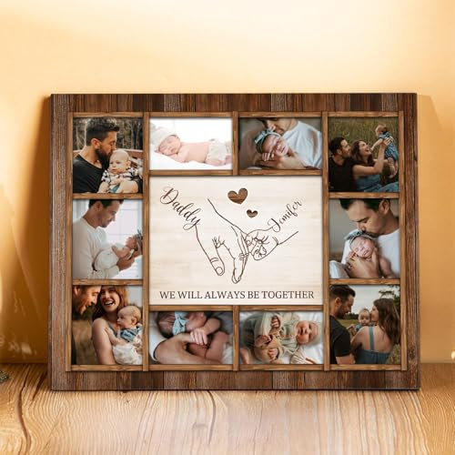 Gifts for Dad Personalised Wooden Photo Frame with Names Photo Family Sign Plaques Deco Dad Gifts from Daughter/Son/Wife (#3)