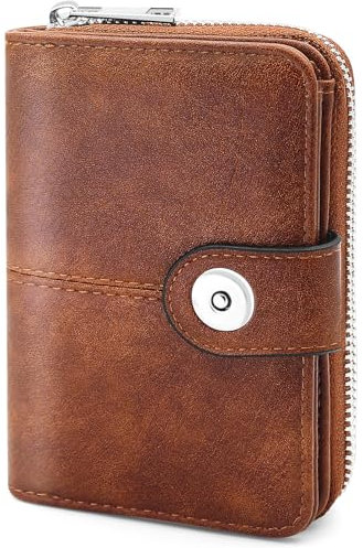 Portefeuille Femme Cuir Porte PU Petit Porte Monnaie Femmes RFID Blocage Porte Carte Femme avec 8 Fentes pour Cartes Portefeuilles avec Fermeture éclair Poche à Monnaie (Marron)
