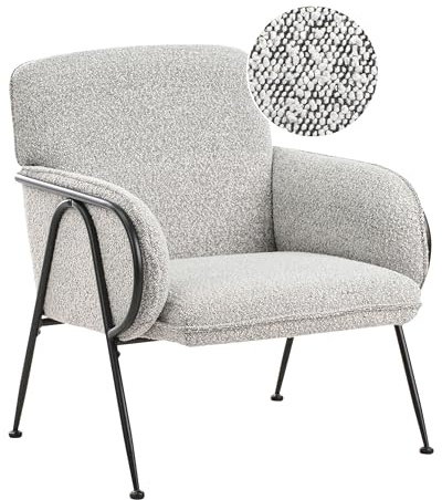 Beliani Armchair Fabric Off-White Black with Metal Legs Perfect for Both a Bedroom and a Living Room, TRYSNES