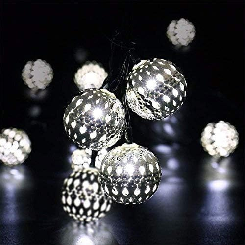 Marokkanische Lichterketten 3m 20led Marokkanische Kugel Lichterketten Im Freien Metallkugellichter Marokkanische Lichterkette Aus Metall Lichterketten Batterie, White