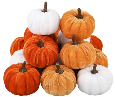 Samt Kürbisse, 16 Stück Samtige Halloween Deko Kürbisse, Dekoration Eingang Fenster Schlafzimmer Garten Terrasse Hof Vorgarten Bastelmaterial Für Kreative Projekte. Verleiht Jeder Umgebung Durch Viel