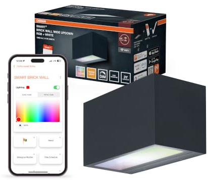 Osram SMART+ WiFi Brick Wide LED Wandleuchte Up/Down Dunkelgrau, 14W, 600lm, RGB+W 3000K, WiFi, Alexa, IP44 Außen