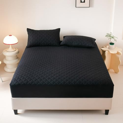 HAIBA Wasserdichter Matratzenschoner 180 x 220 cm Schwarz für Boxspringbett Topper Matratze bis 30 cm Wasserdicht Nässeschutz Matratzenbezug, TPU Matratzenschutz Inkontinenzauflage