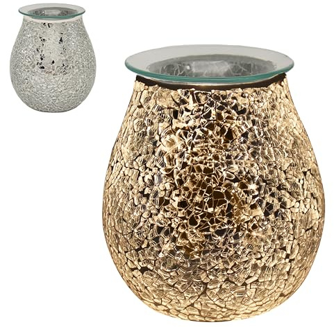 L & P Home & Gifts Lesser & Pavey Desire Aroma Mosaic Decor Table Lamp | Mosaic Pattern Finish, Fragrance Warmer, Soft Illumination, Decorative Accent, Elegant Styling, Cozy Ambience
