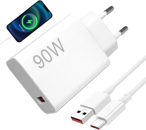 90W USB C Ladegerät für Xiaomi 14 Ultra 13 Ultra 12 11 Redmi Note 14 13 12 Pro POCO X7 F7 Pro X6 F6 Pad 7, Hyper Charge Schnellladegerät mit 6A USB Typ-C Kabel 2M, Netzteil für Xiaomi 90W Turbo Charge