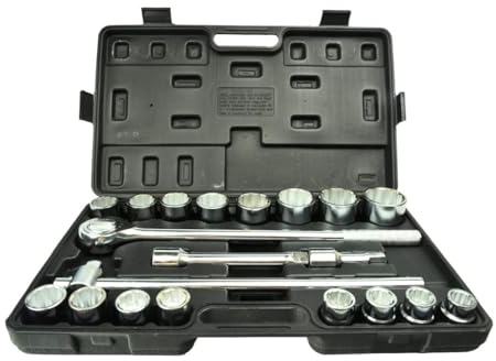 pokm toolsmarket - Steckschlüsselsatz 3/4 21-tlg 19–50 mm 12-kant CrV-Stahl Im Koffer | Profi Ratschenkasten Knarrenkasten Vielzahn Nüsse Stecknuss Set