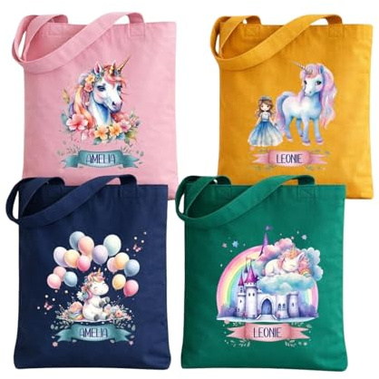 wolga-kreativ Kindertasche personalisiert mit Name Stofftasche Kindergarten Jutebeutel Kinder Stoffbeutel mit Namen Kita Freizeit