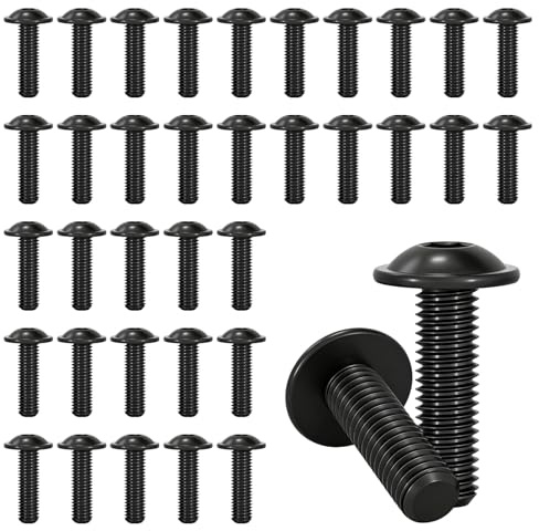 Ztolbriy Flachkopfschrauben M6, 35 Stk M6x20 mm Linsenkopfschrauben Edelstahl A2 V2A Schwarz Gewindeschrauben mit Flansch, für Holz Gerüst Tischbeine Fahrzeugbau