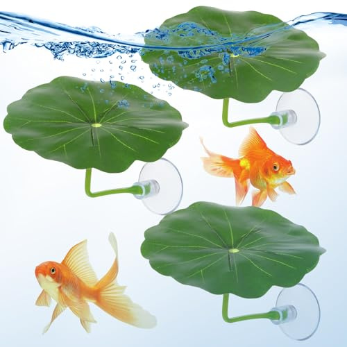 Apojgitn 3 pezzi Betta Letto Letto Foglia di Pesce Amaca con Ventosa Habitat Naturale Simula Morbido Betta Breeding Letto Resting Bed per Acquario Pesce Decorazione Artificiale Pianta